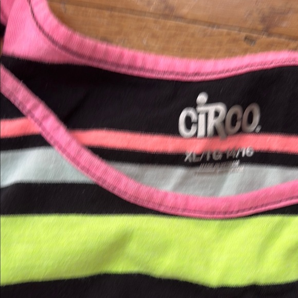 Striped Kids Dress - Pink, Green, Black - Picture 2 of 3